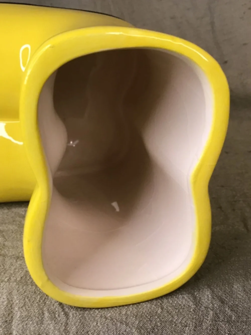 NWOT Napco Yellow Ceramic Rain Boot Planter or Vase . Designed For Small Plants.